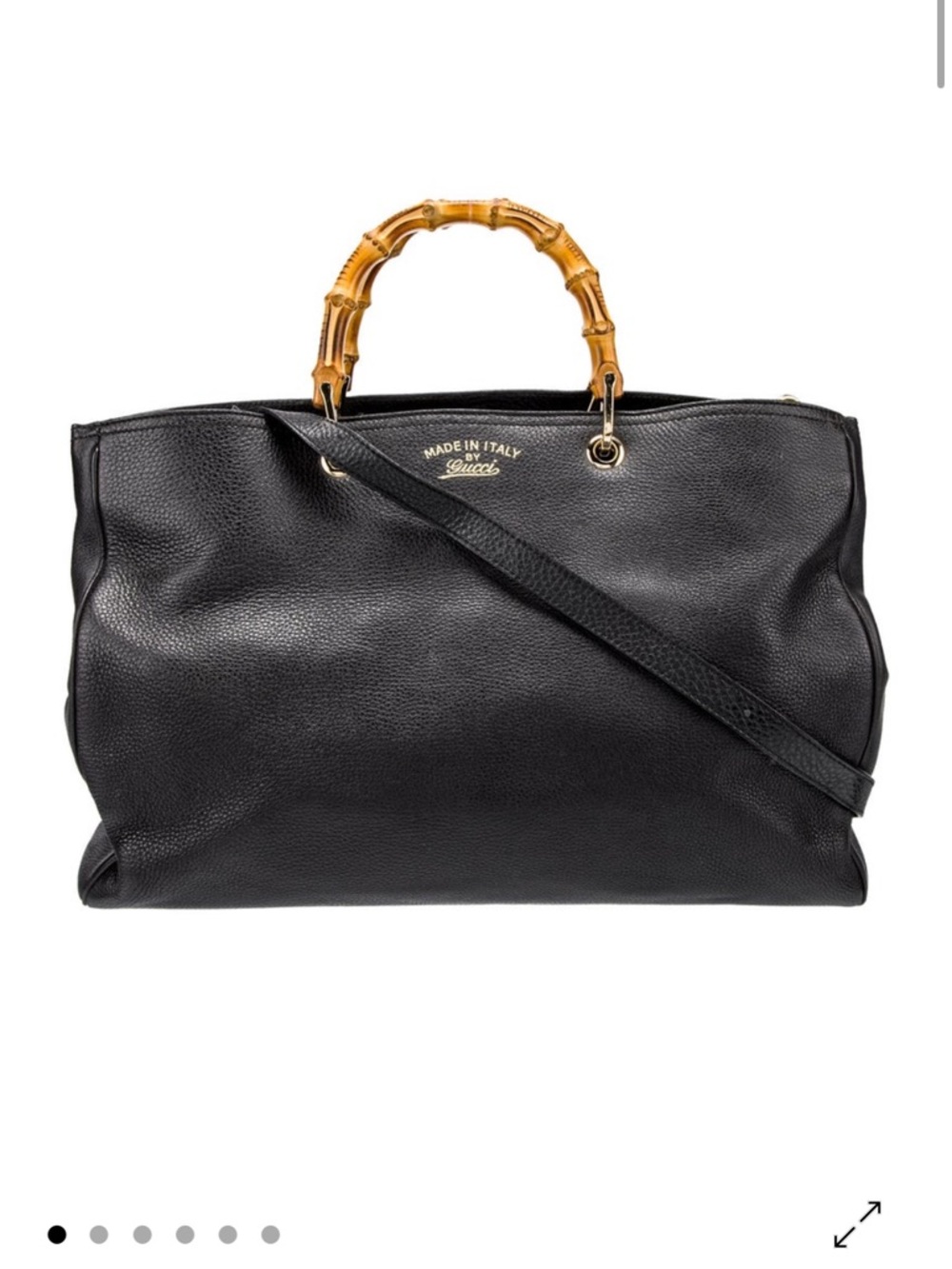 Gucci Black Leather Tote with Bamboo Top Handles